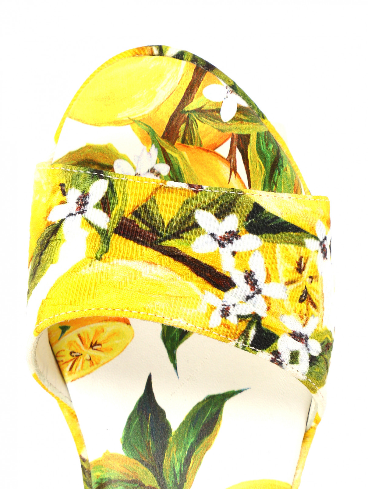 Босоножки из кожи и текстиля с растительным узором Dolce & Gabbana  –  Обтравка3  – Цвет:  Узор