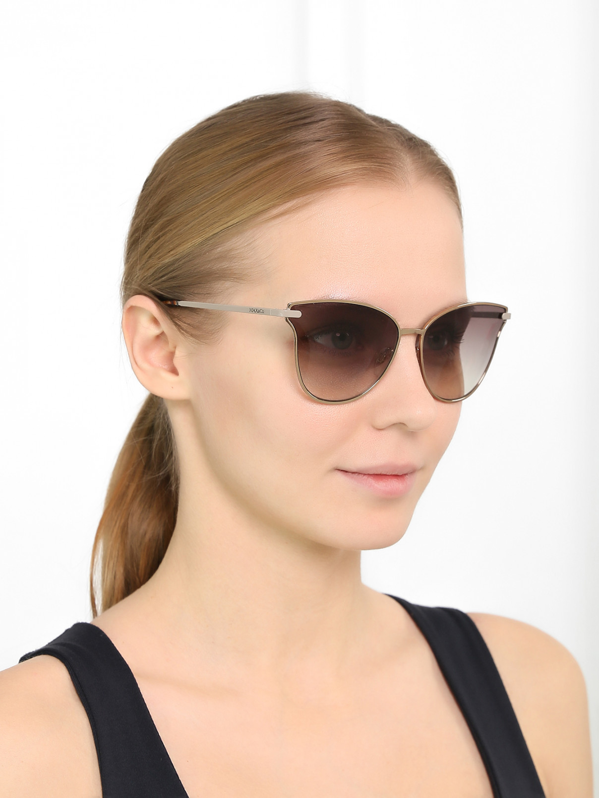 Солнцезащитные очки в металлической оправе Max&Co  –  Модель Общий вид  – Цвет:  Коричневый