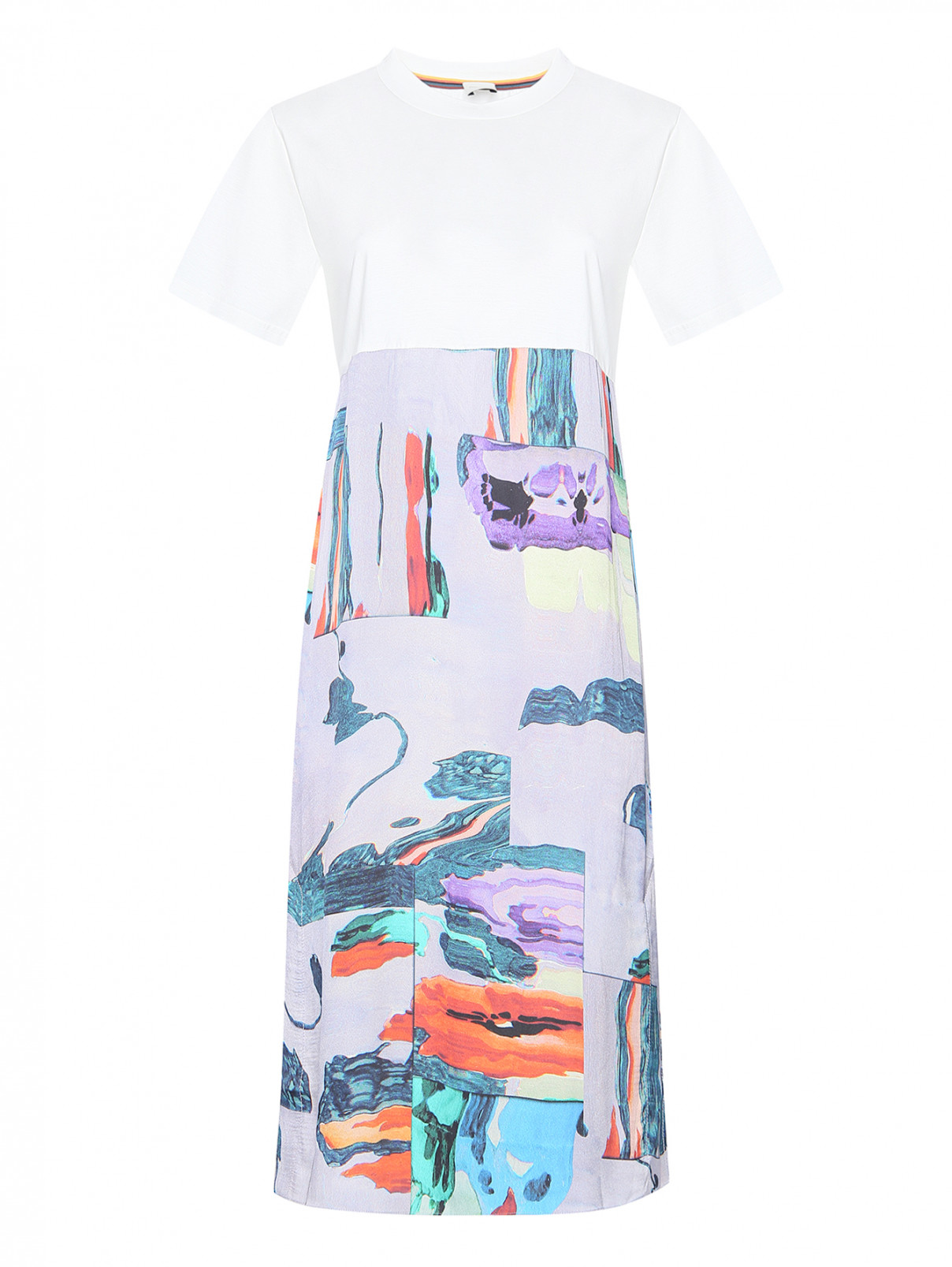 Комбинированное платье из вискозы Paul Smith  –  Общий вид  – Цвет:  Белый