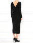 Трикотажное платье-миди с кожанными вставками Donna Karan  –  Модель Верх-Низ1
