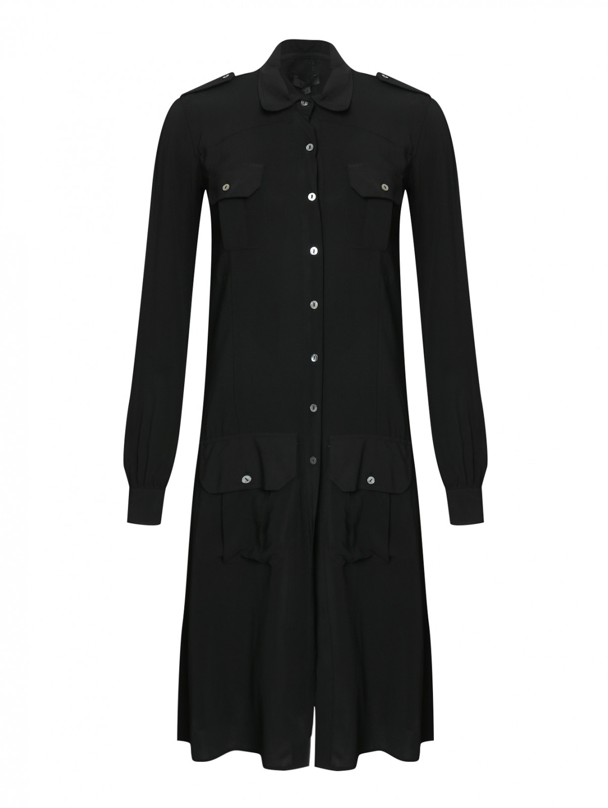 Платье из вискозы на пуговицах Vintage 55  –  Общий вид  – Цвет:  Черный