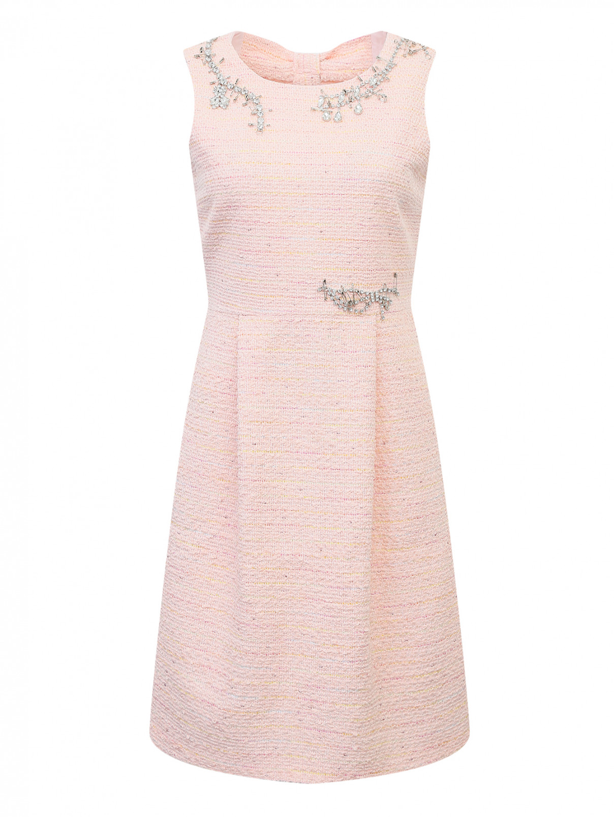 Платье-мини декорированное кристаллами Moschino Boutique  –  Общий вид  – Цвет:  Розовый