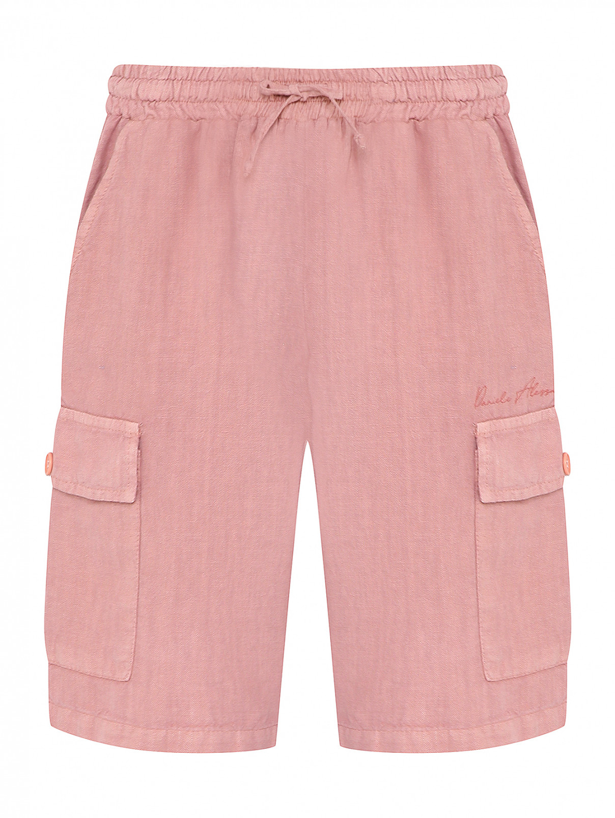Льняные шорты на резинке Daniele Alessandrini  –  Общий вид  – Цвет:  Розовый