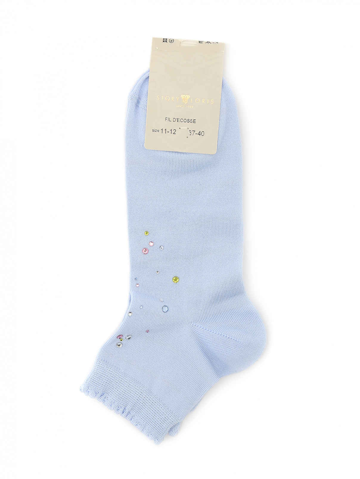 Носки из хлопка декорированные стразами Story Loris  –  Общий вид  – Цвет:  Синий