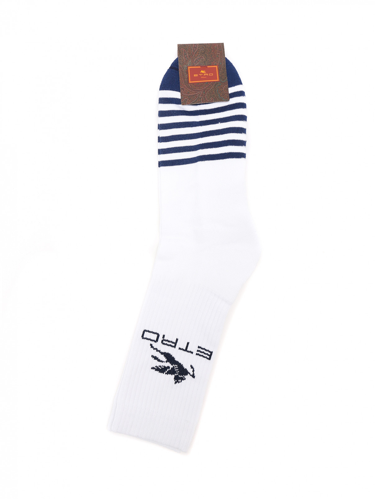 Носки хлопковые в полоску Etro  –  Общий вид  – Цвет:  Белый