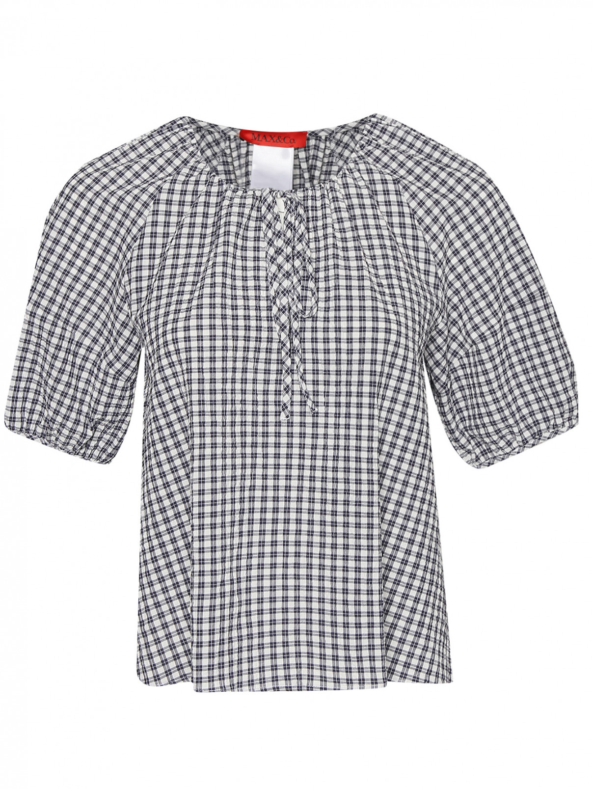 Блуза из хлопка с узором клетка Max&Co  –  Общий вид  – Цвет:  Узор