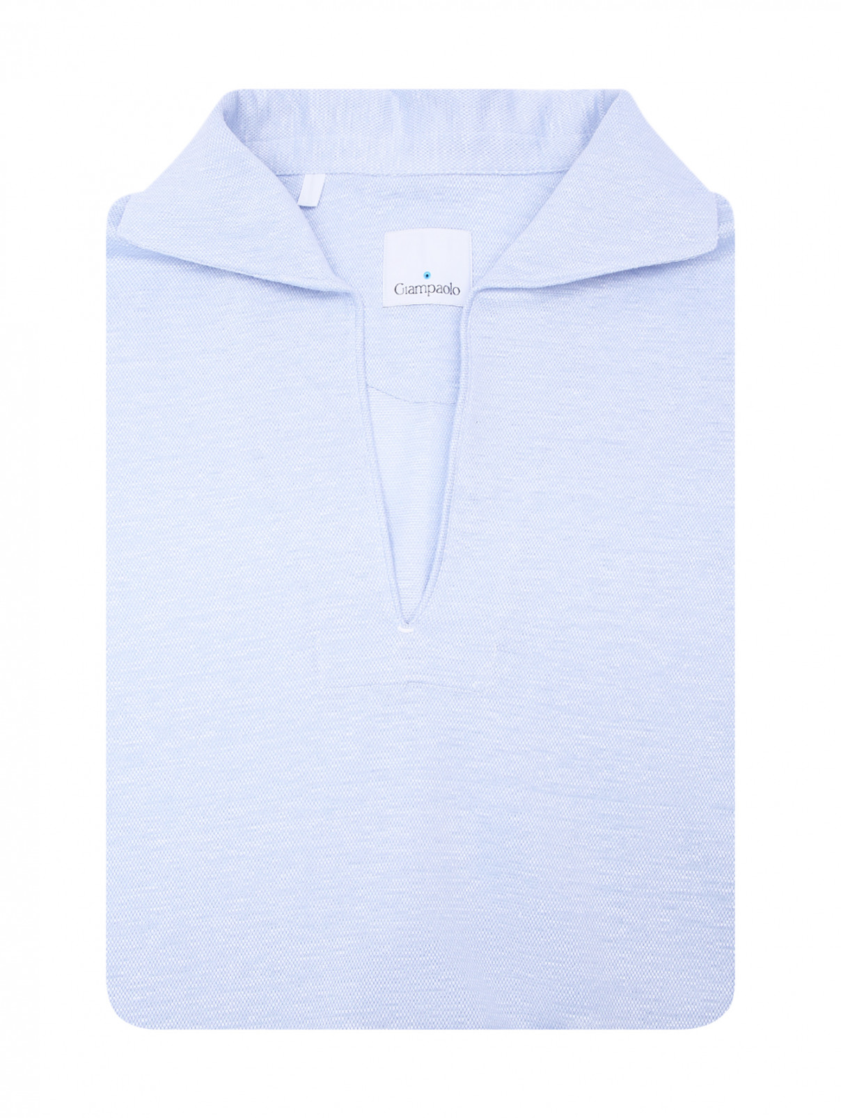 Рубашка изо льна и хлопка с короткими рукавами Giampaolo  –  Общий вид  – Цвет:  Синий