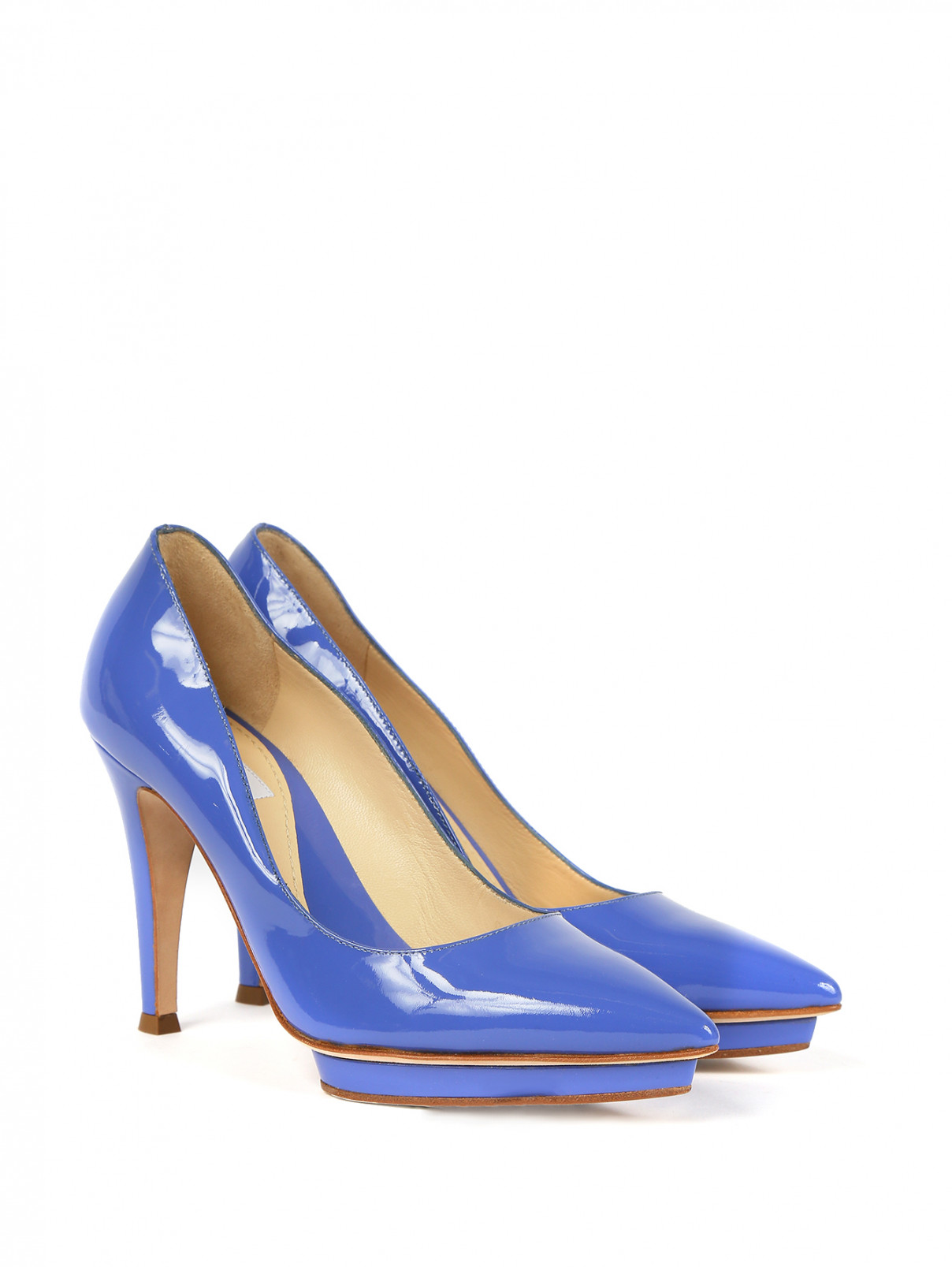 Туфли из лаковой кожи на высоком каблуке Moschino Cheap&Chic  –  Общий вид  – Цвет:  Фиолетовый