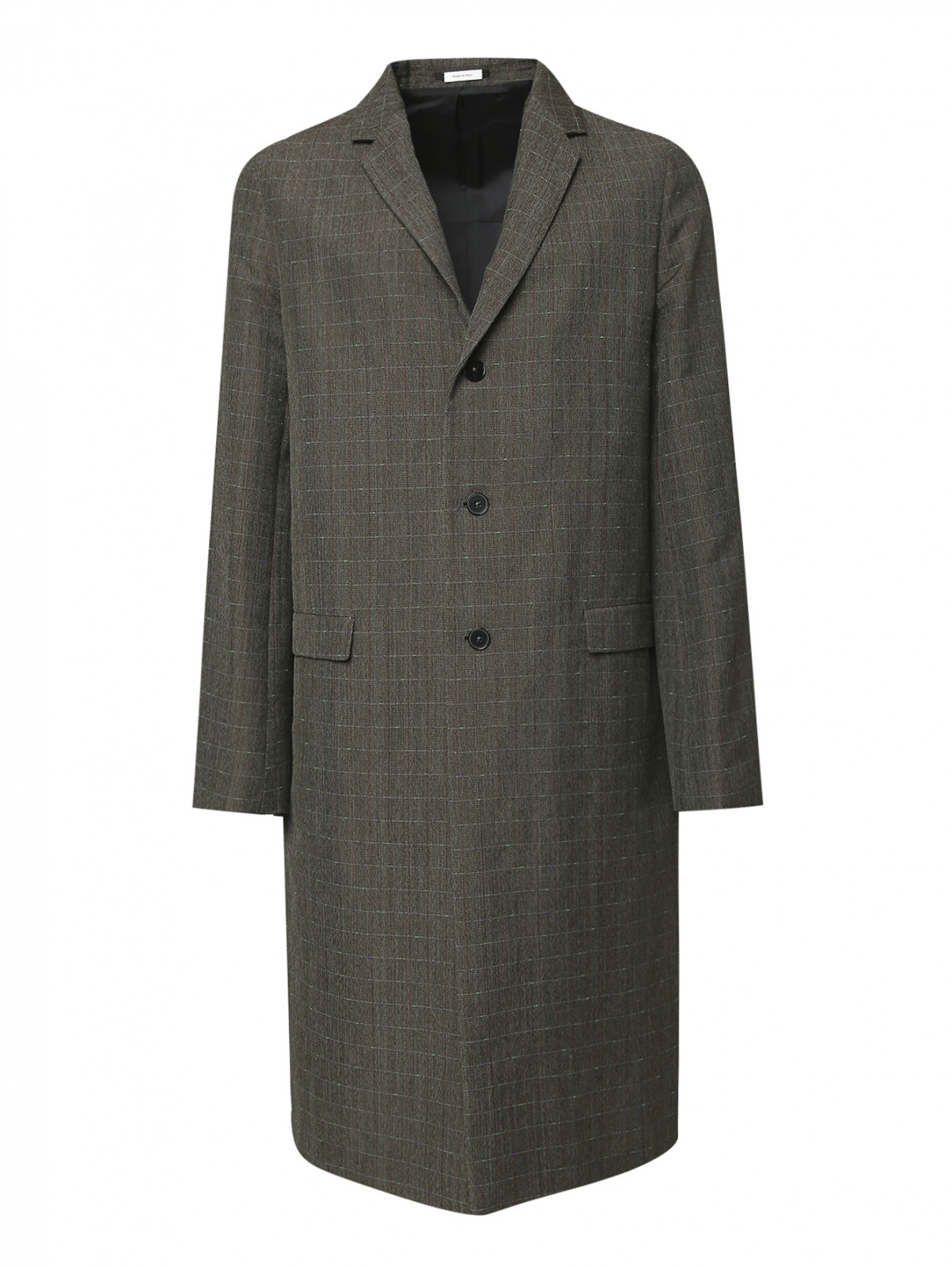 Пальто однобортное из шерсти с узором "клетка" Jil Sander  –  Общий вид  – Цвет:  Коричневый