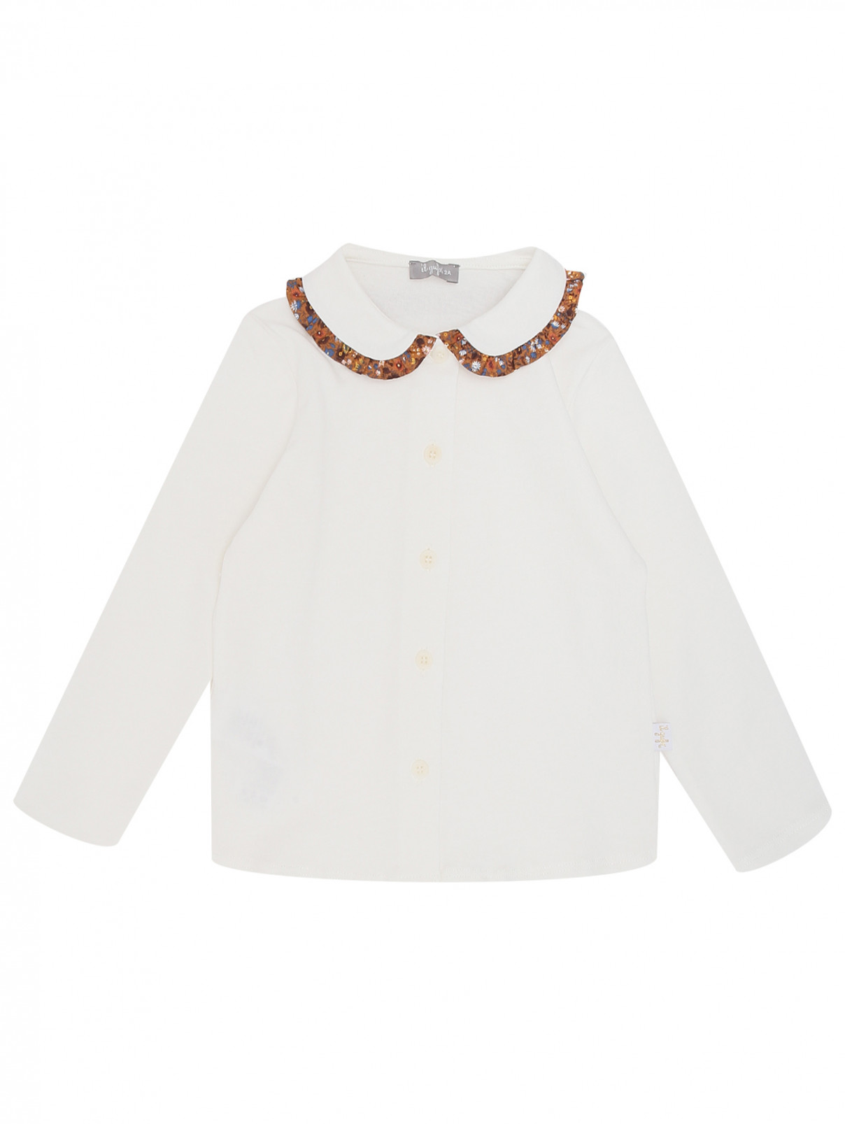 Блуза из трикотажа с отложным воротником Il Gufo  –  Общий вид  – Цвет:  Белый