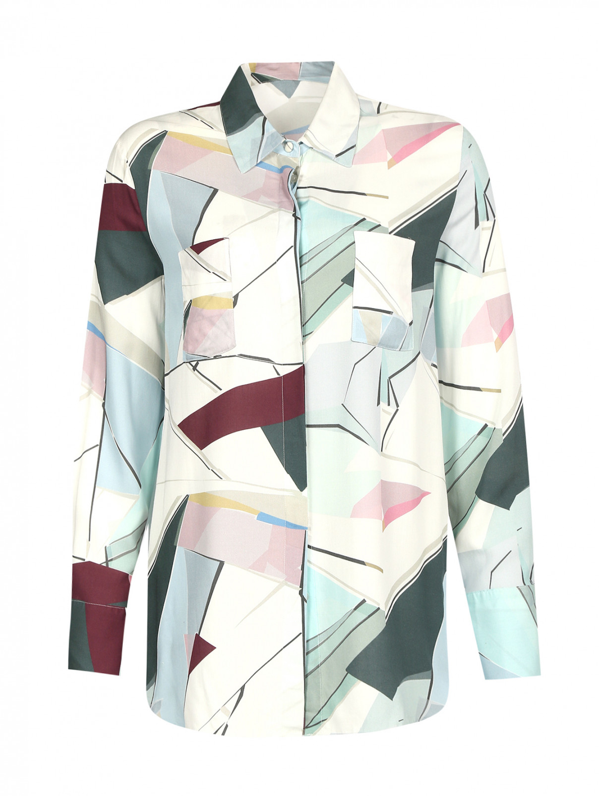 Блуза из вискозы с узором Twisty Parallel Universe  –  Общий вид  – Цвет:  Узор