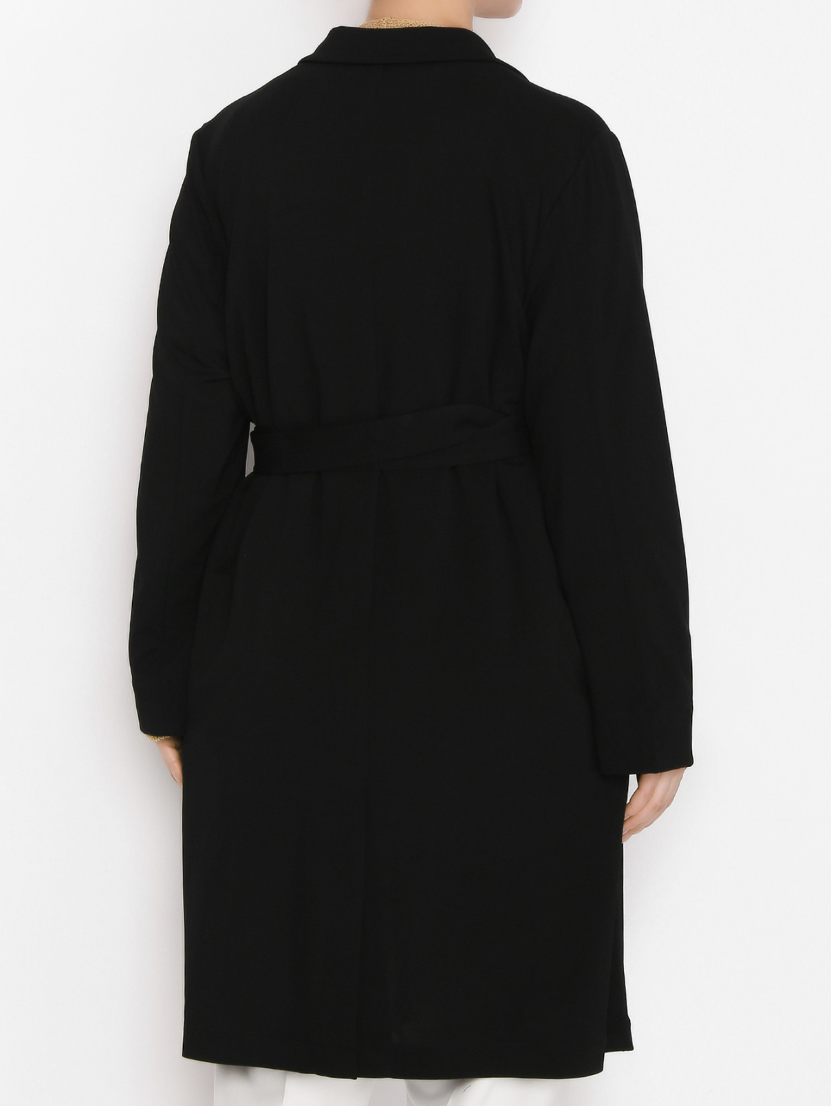 Трикотажное пальто из вискозы с карманами Marina Rinaldi  –  МодельВерхНиз1  – Цвет:  Черный