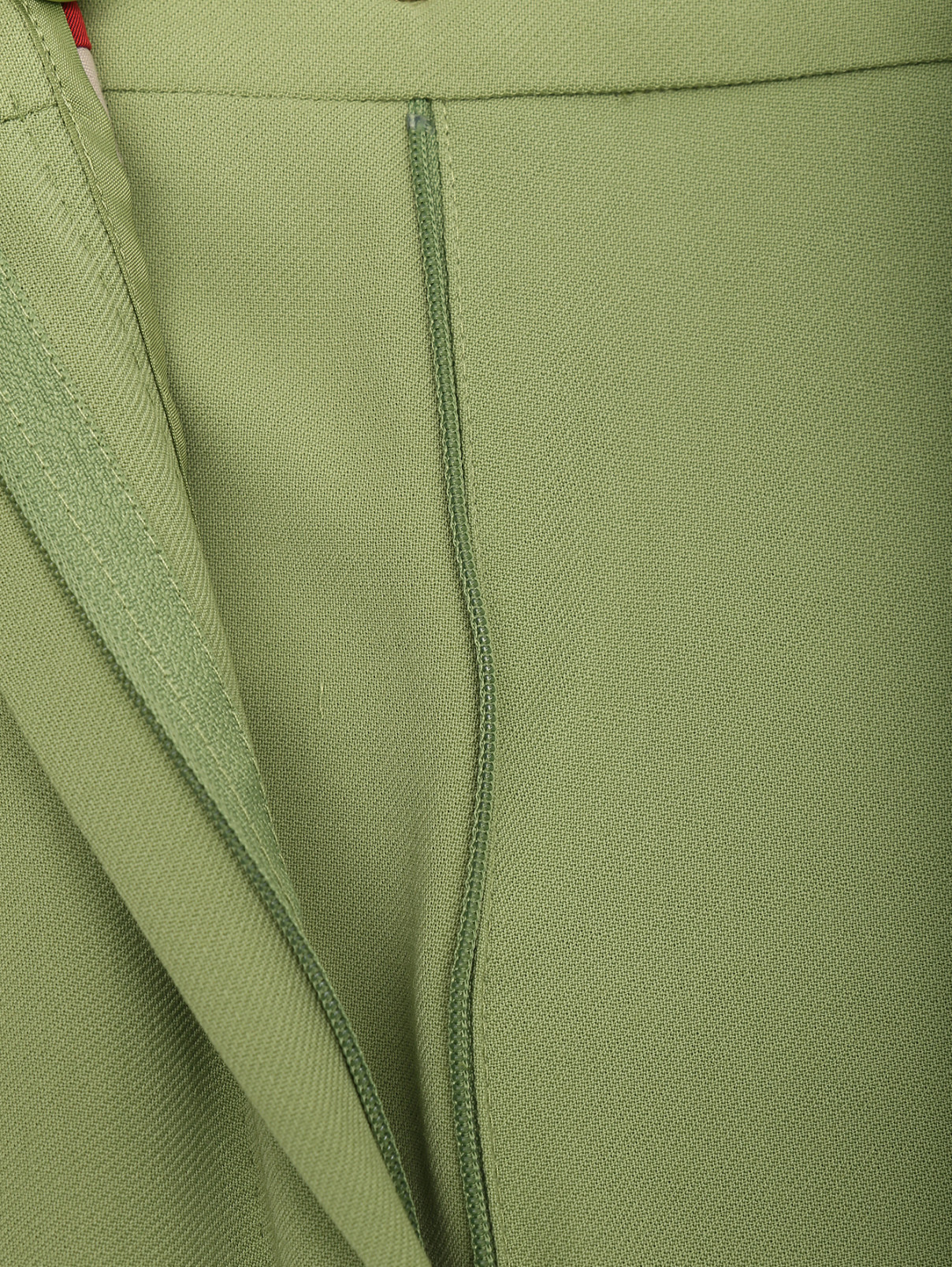 Брюки из шерсти прямого кроя Max Mara  –  Деталь  – Цвет:  Зеленый
