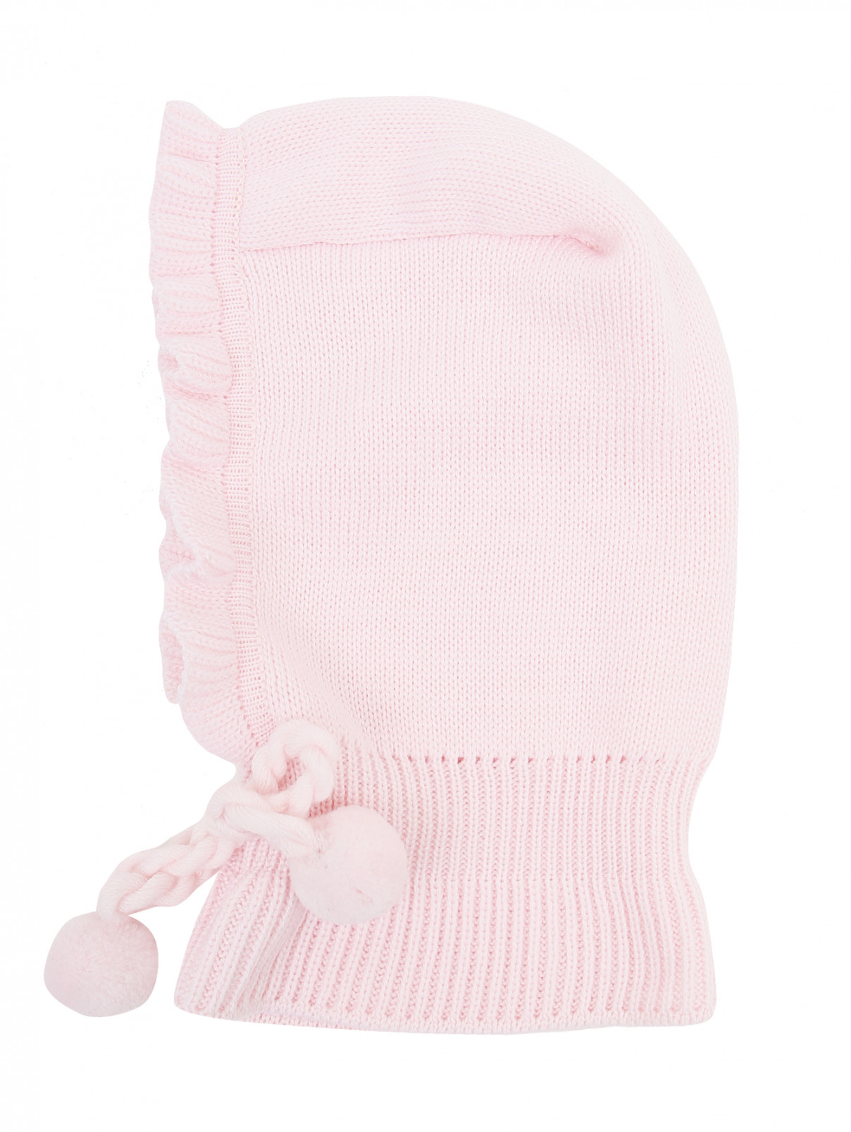 Шапка из шерсти мелкой вязки с помпонами Catya  –  Общий вид  – Цвет:  Розовый
