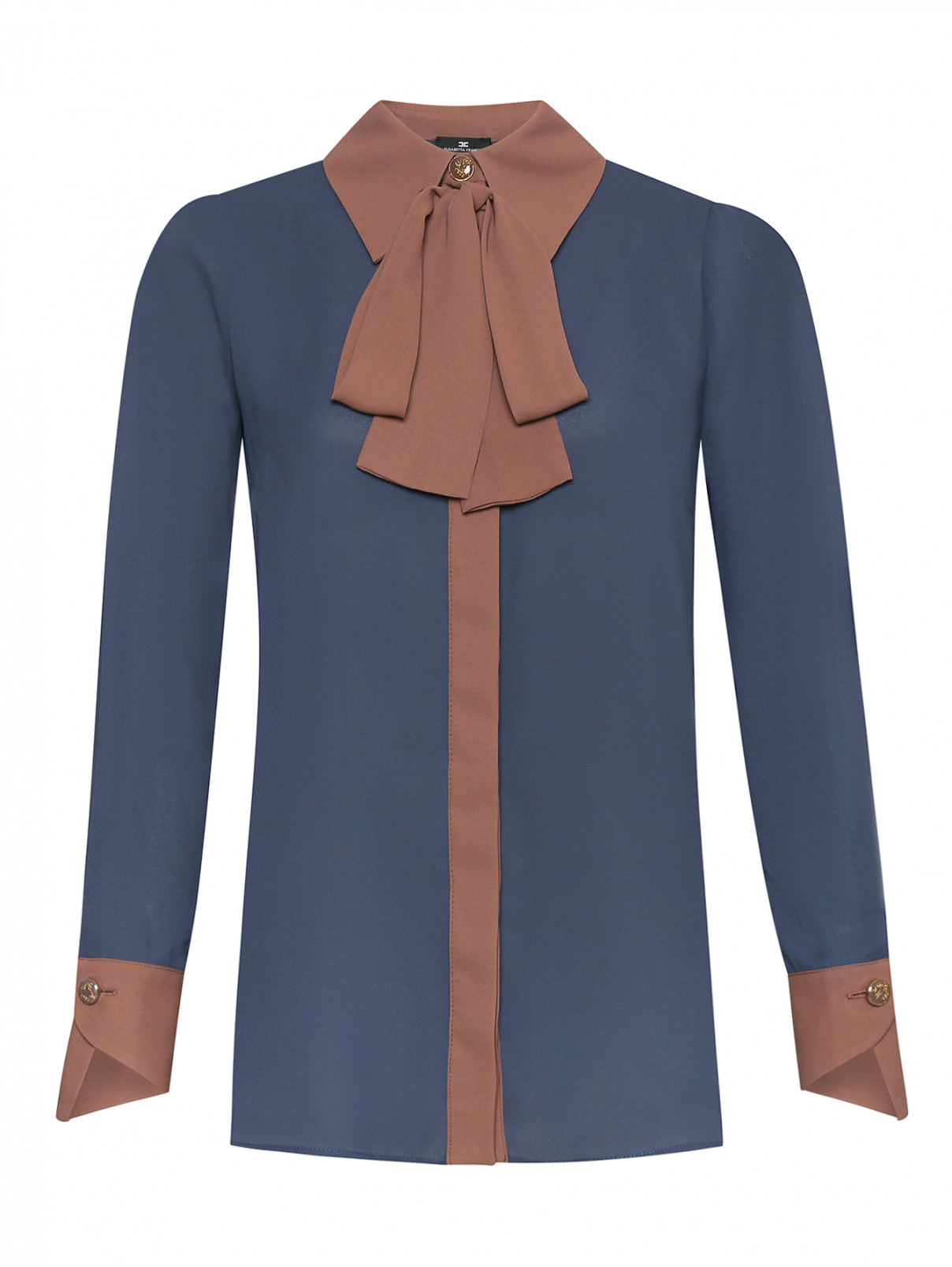 Блузка с бантом Elisabetta Franchi  –  Общий вид  – Цвет:  Синий