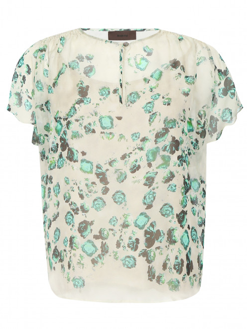 Блуза из шелка свободного кроя с узором - Общий вид