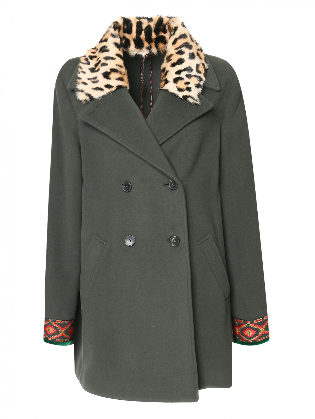 Пальто из шерсти с меховой отделкой Etro  –  Общий вид  – Цвет:  Зеленый