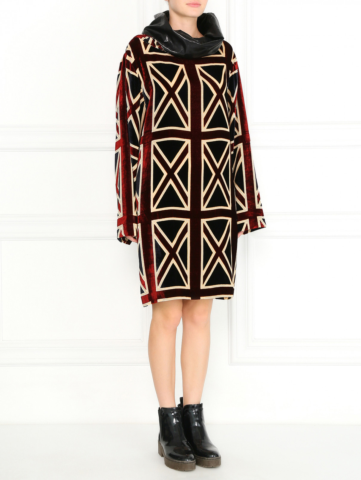 Платье свободного кроя из бархата с узором Jean Paul Gaultier  –  Модель Общий вид  – Цвет:  Мультиколор