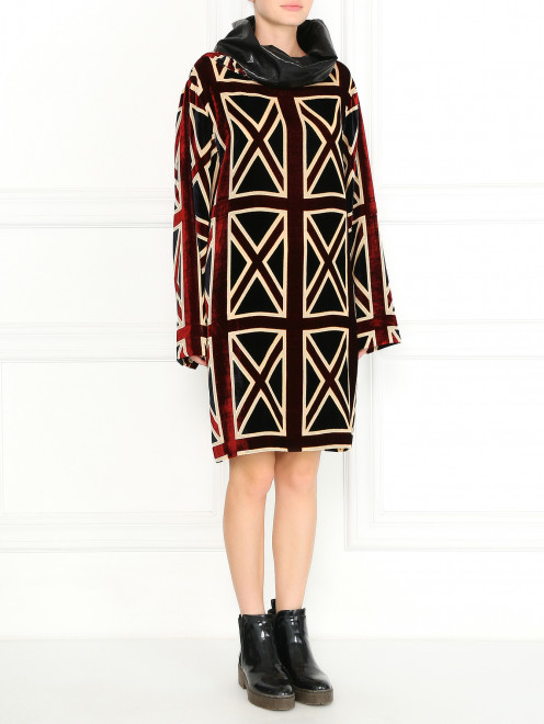 Платье свободного кроя из бархата с узором  Jean Paul Gaultier - Модель Общий вид