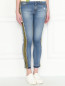 Укороченные джинсы с контрастной отделкой Ermanno Scervino  –  МодельВерхНиз