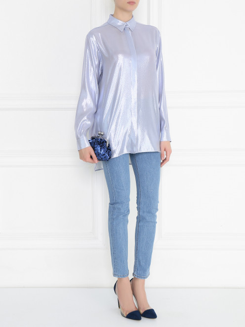Блуза из смешанного шелка металлизированная Alberta Ferretti - МодельОбщийВид