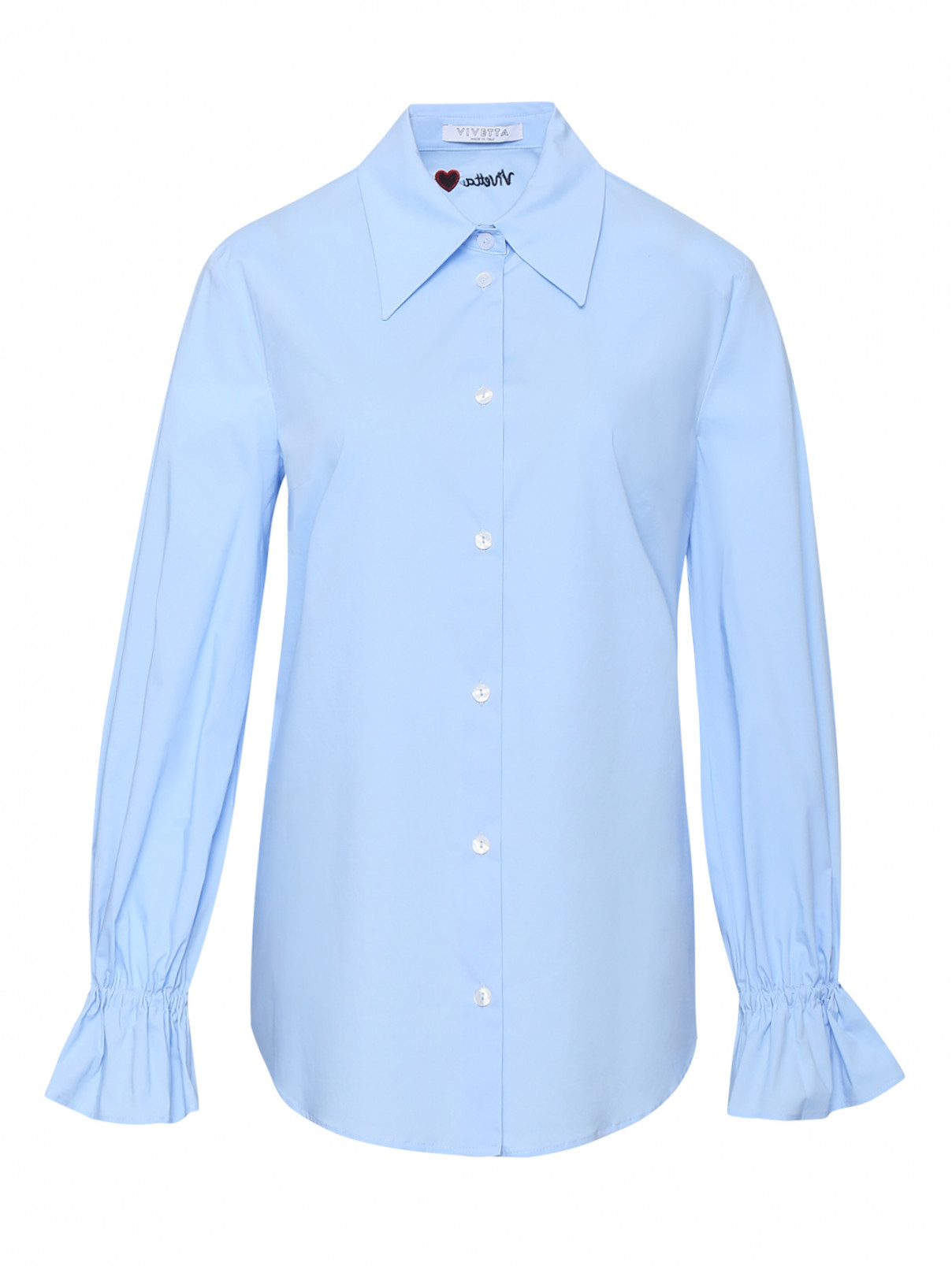 Рубашка из хлопка с объемными рукавами Vivetta  –  Общий вид  – Цвет:  Синий