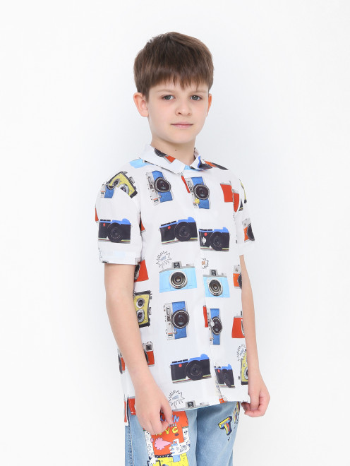 Хлопковая рубашка с коротким рукавом - МодельВерхНиз