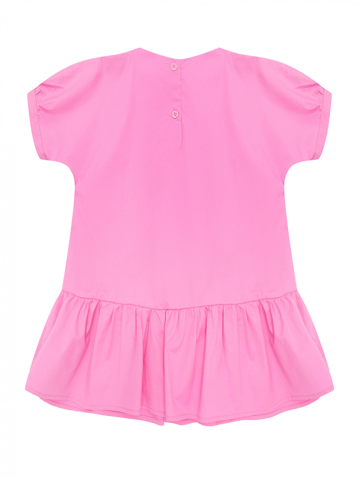 Хлопковое платье со складками Il Gufo  –  Обтравка1  – Цвет:  Розовый