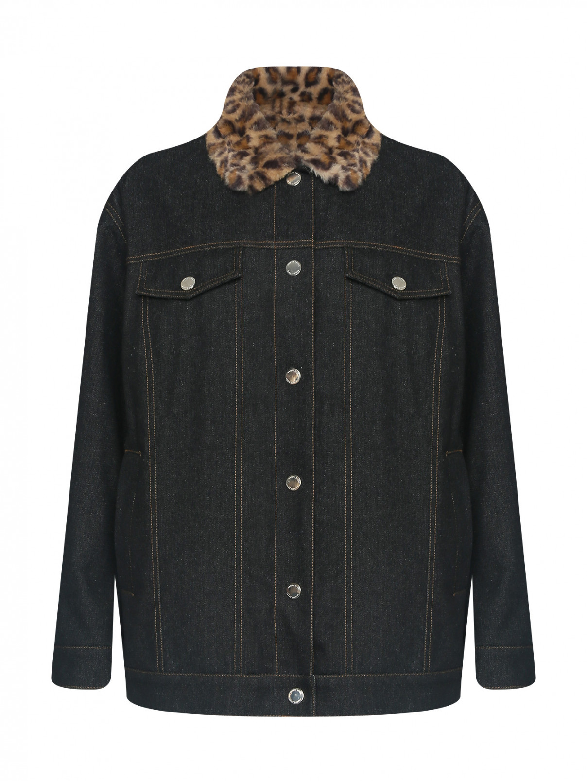 Утепленная куртка из денима Marina Rinaldi  –  Общий вид  – Цвет:  Серый