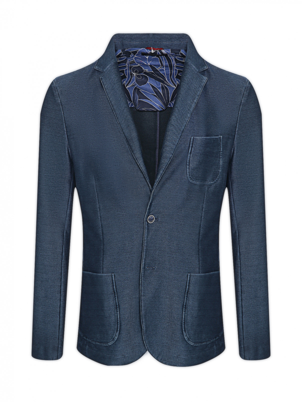 Пиджак из смешанного хлопка с карманами Capobianco  –  Общий вид  – Цвет:  Синий