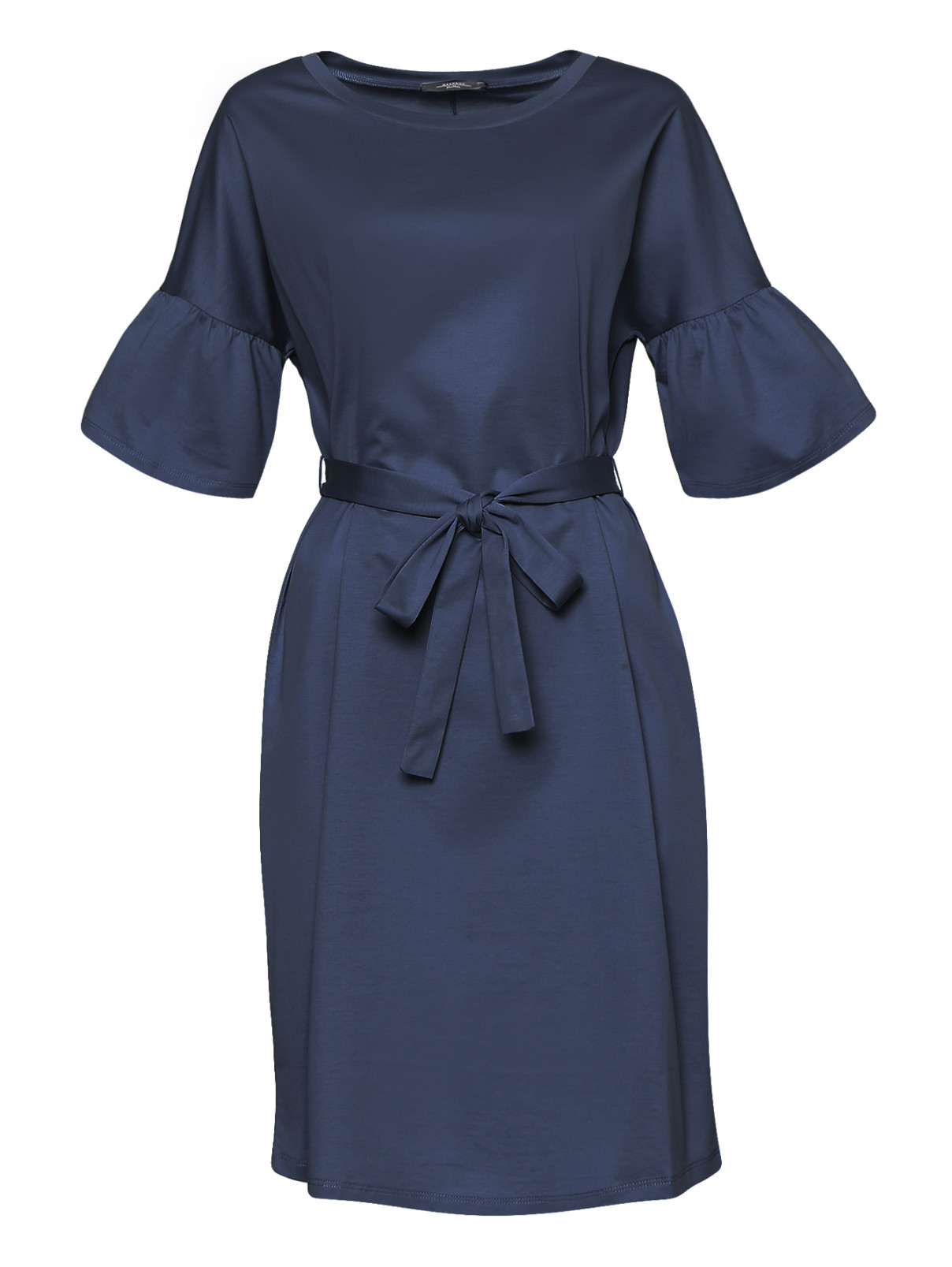Платье из хлопка с короткими рукавами Weekend Max Mara  –  Общий вид  – Цвет:  Синий