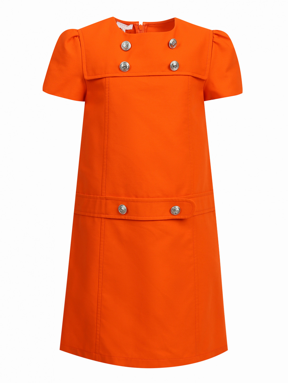 Платье А-силуэта из плотного хлопка Gucci  –  Общий вид  – Цвет:  Оранжевый