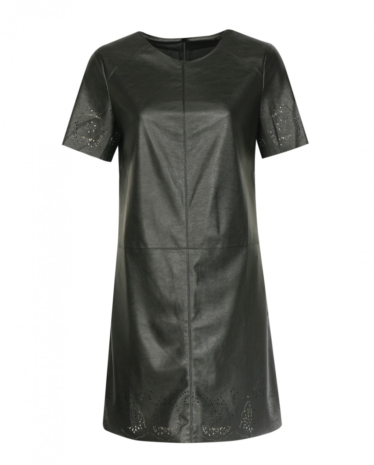 Платье-мини свободного фасона с коротким рукавом Rich&Royal  –  Общий вид  – Цвет:  Черный