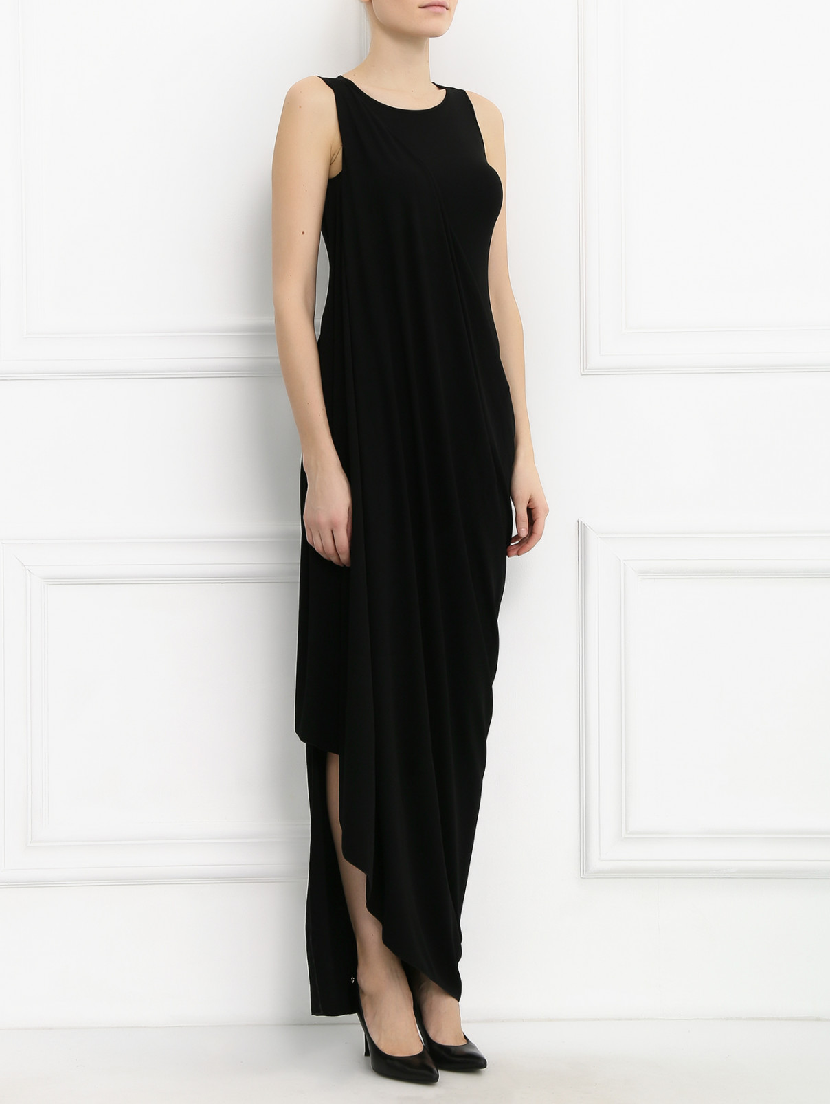 Платье асимметричного кроя Jil Sander  –  Модель Общий вид  – Цвет:  Черный