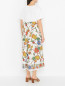 Комбинированное платье из хлопка с узором Marina Rinaldi  –  МодельВерхНиз1