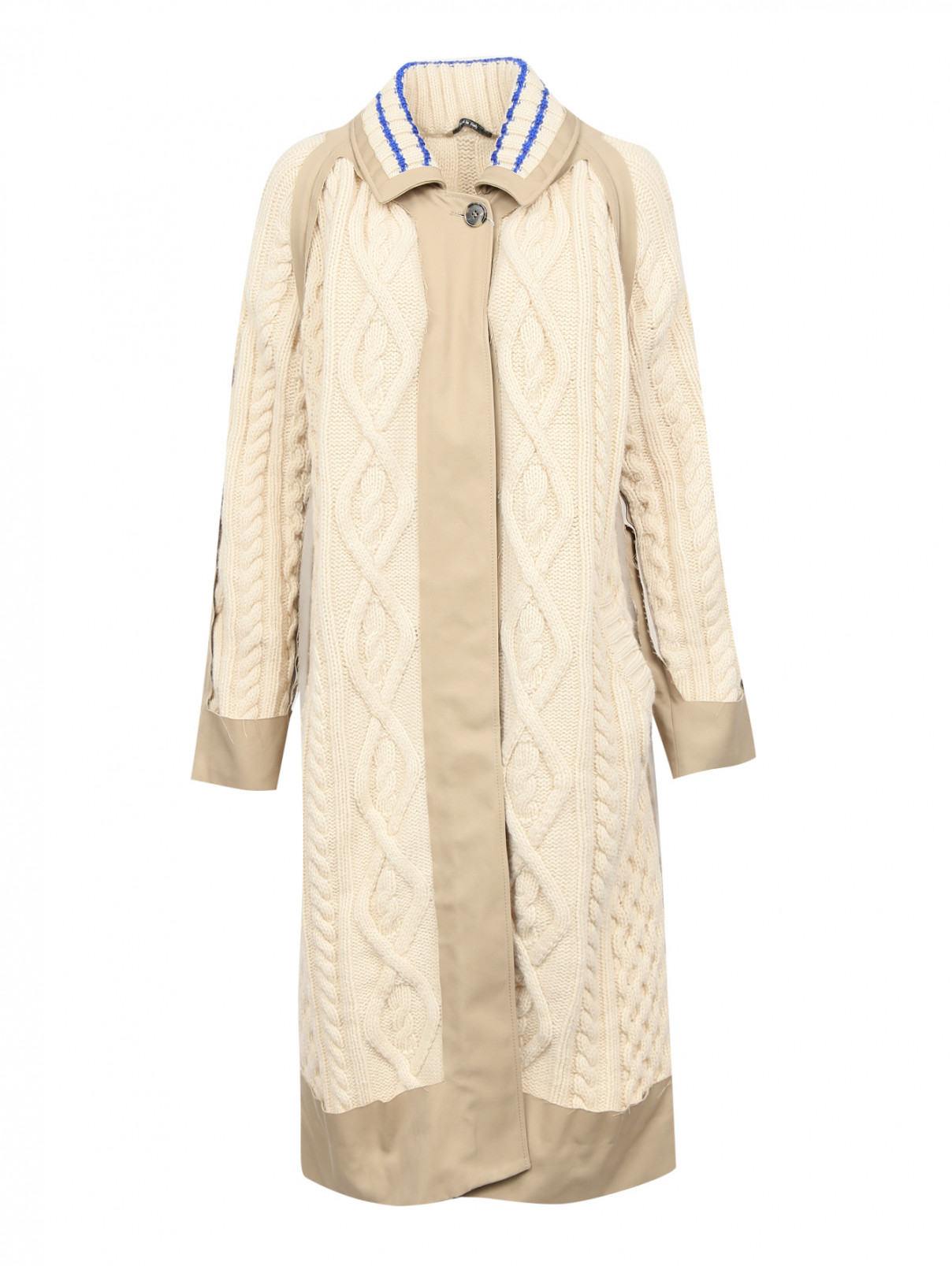 Пальто крупной вязки с отделкой тканью Maison Margiela  –  Общий вид  – Цвет:  Белый