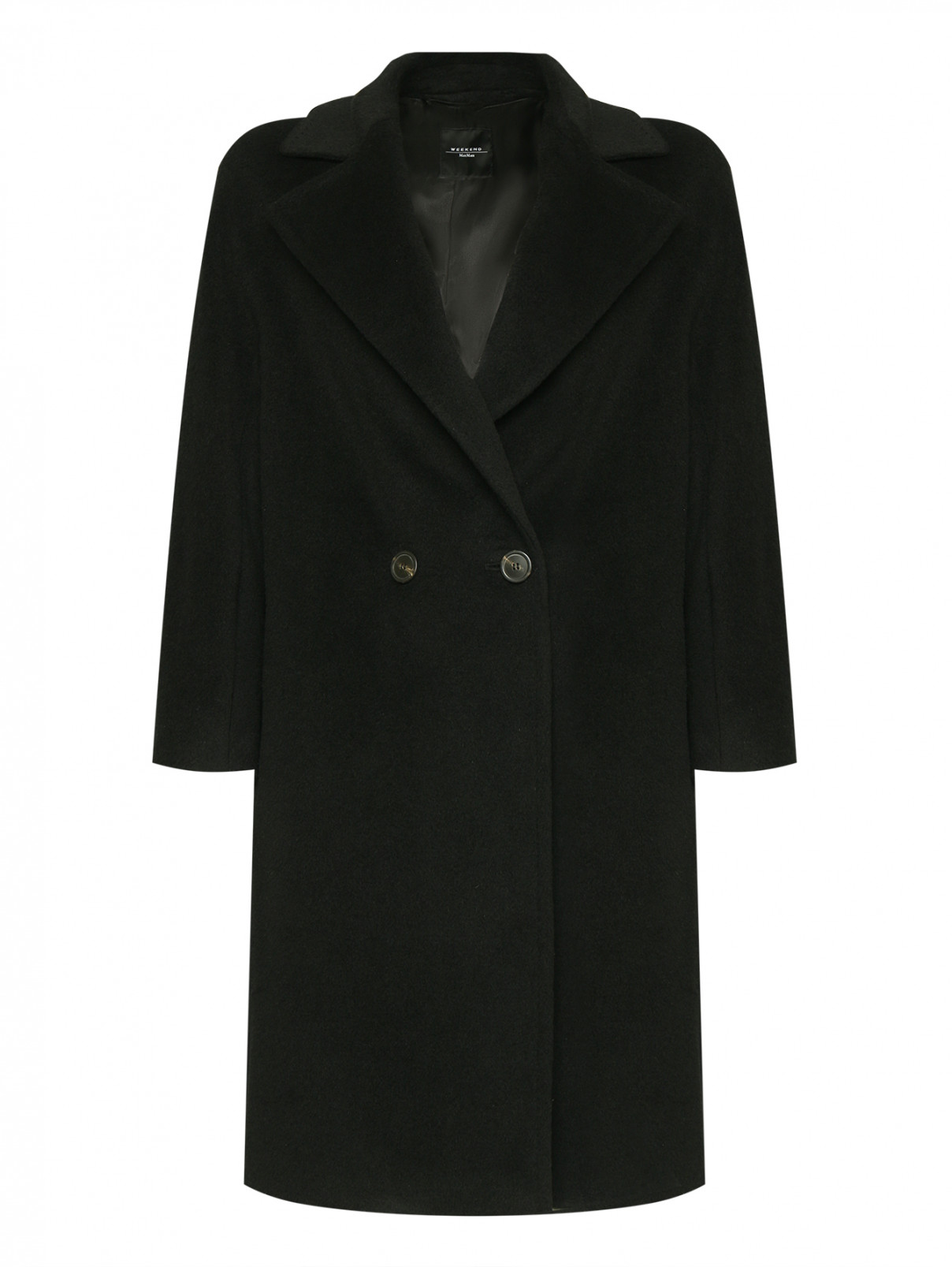 Двубортное пальто из смешанной шерсти Weekend Max Mara  –  Общий вид  – Цвет:  Черный