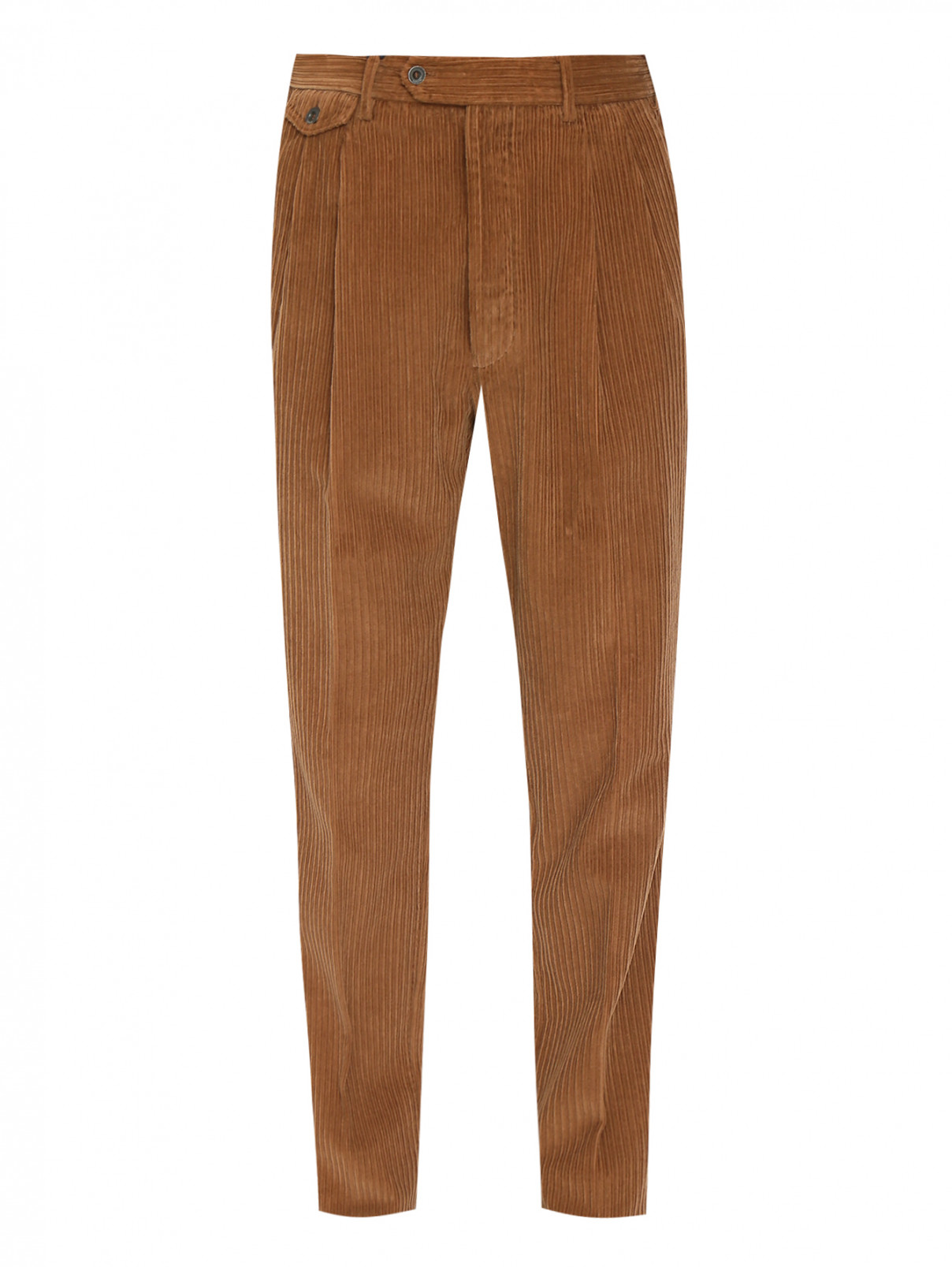Вельветовые брюки с карманами LARDINI  –  Общий вид  – Цвет:  Коричневый