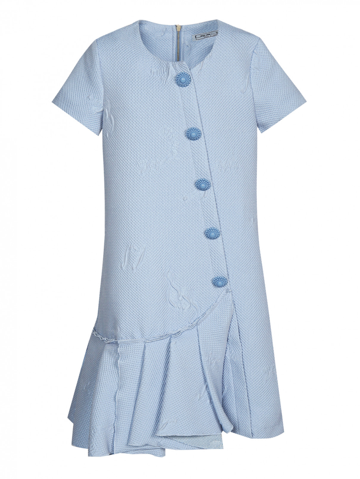 Платье из жаккарда свободного фасона MiMiSol  –  Общий вид  – Цвет:  Синий