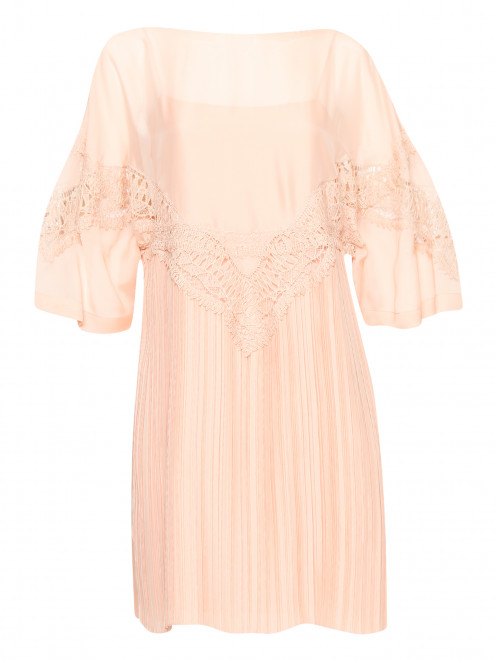 Платье-мини свободного кроя с кружевной отделкой Alberta Ferretti - Общий вид