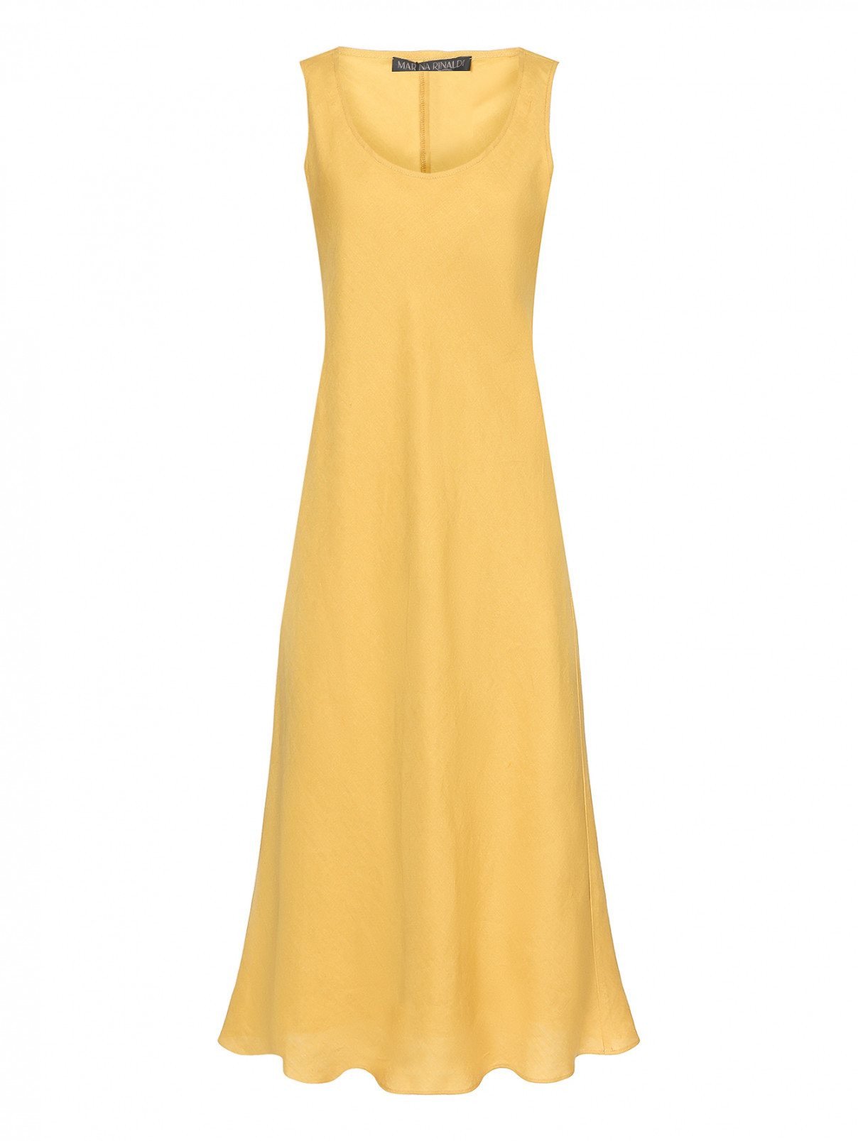 Минималистичное платье из льна Marina Rinaldi  –  Общий вид  – Цвет:  Оранжевый