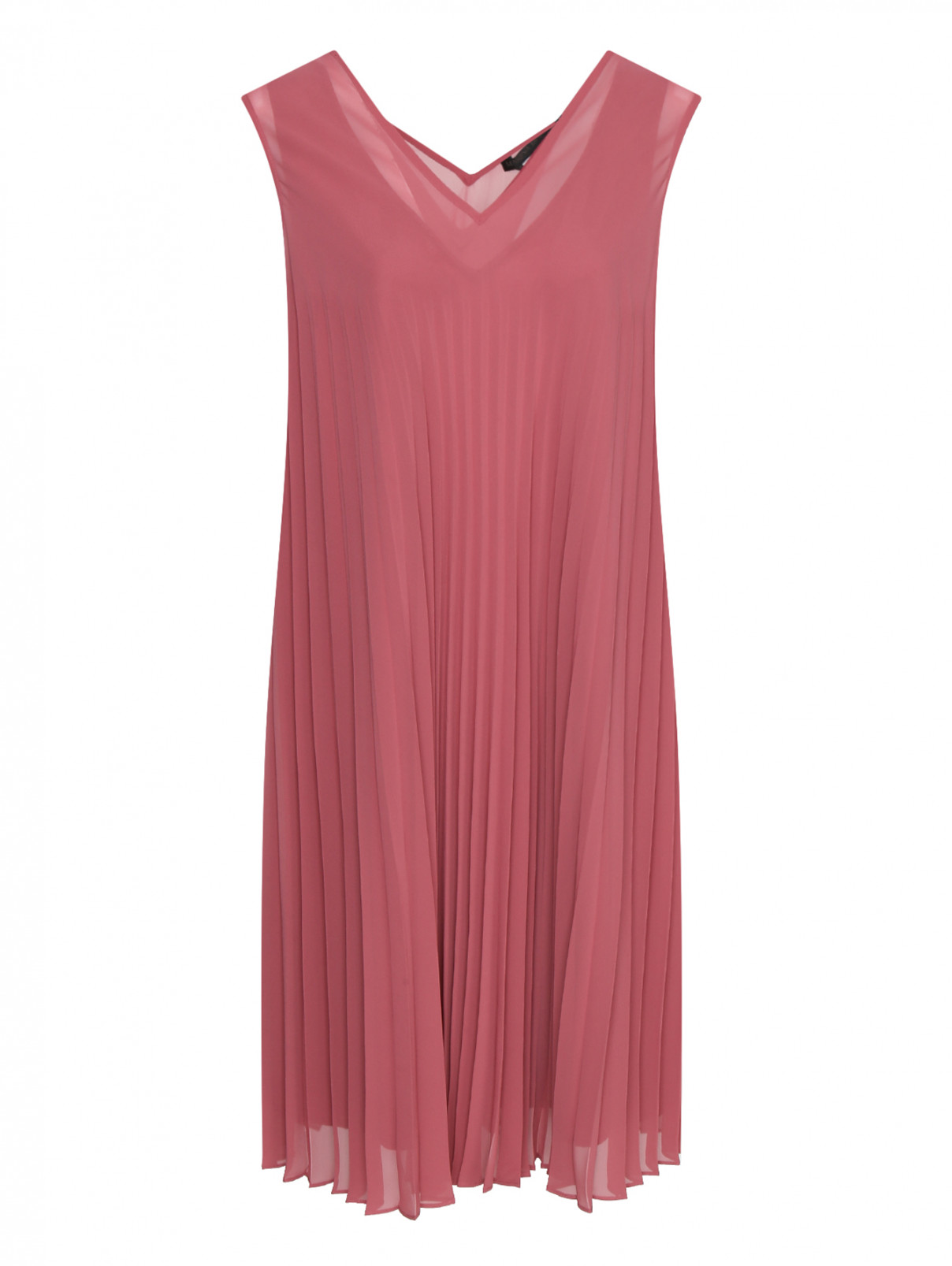 Плиссированное платье свободного кроя Marina Rinaldi  –  Общий вид  – Цвет:  Красный