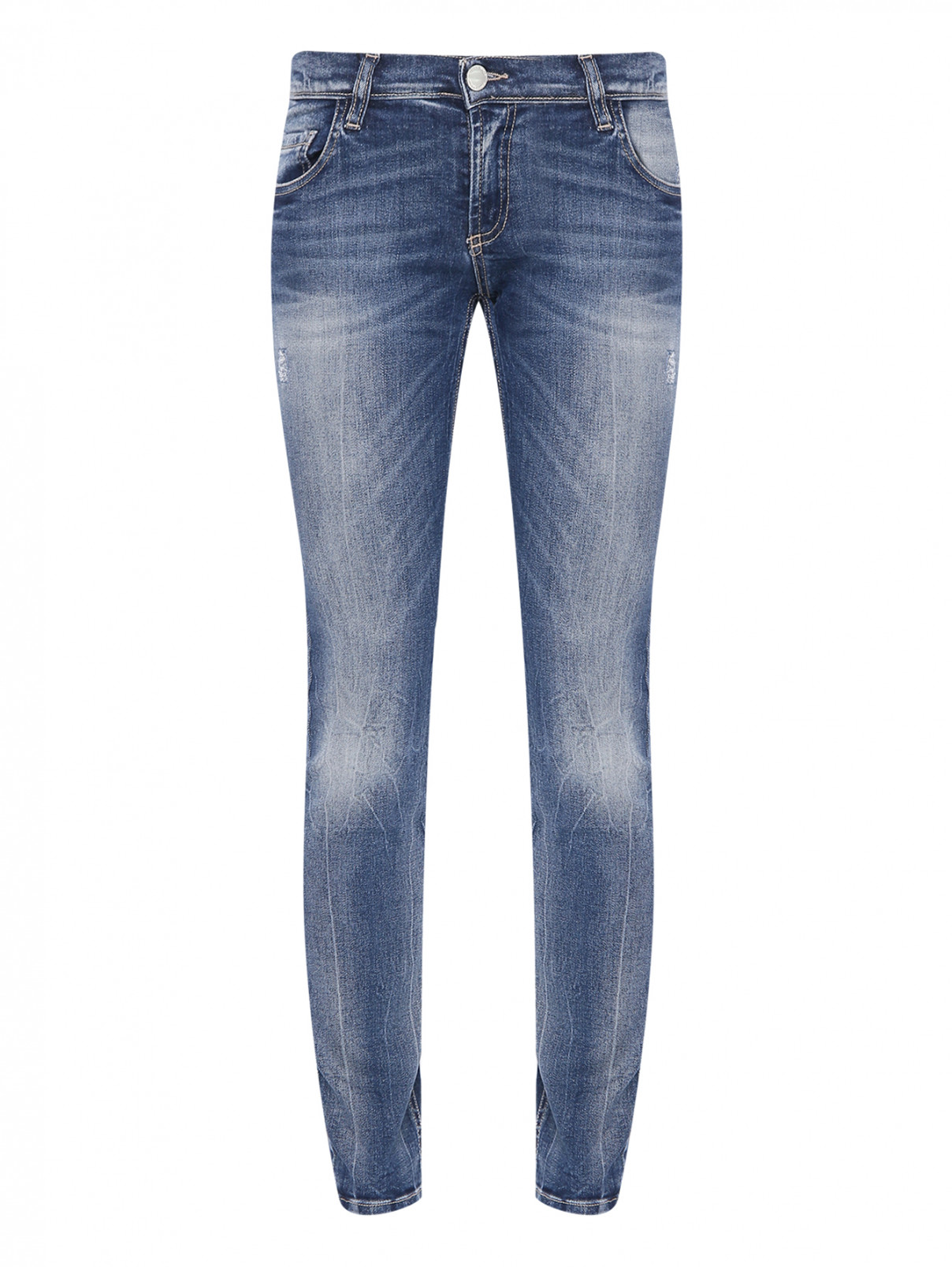 Прямые джинсы с вышивкой Frankie Morello  –  Общий вид  – Цвет:  Синий