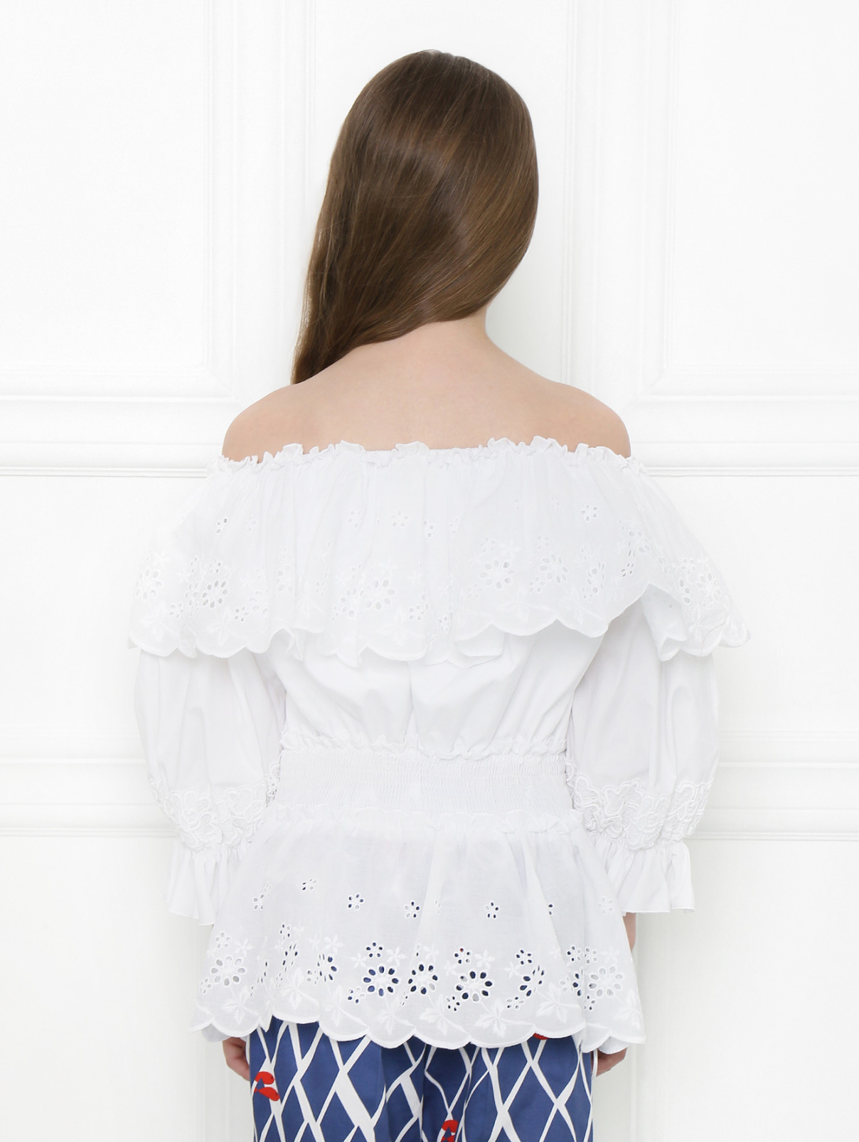 Блуза хлопковая в крестьянском стиле Dolce & Gabbana  –  МодельВерхНиз1  – Цвет:  Белый