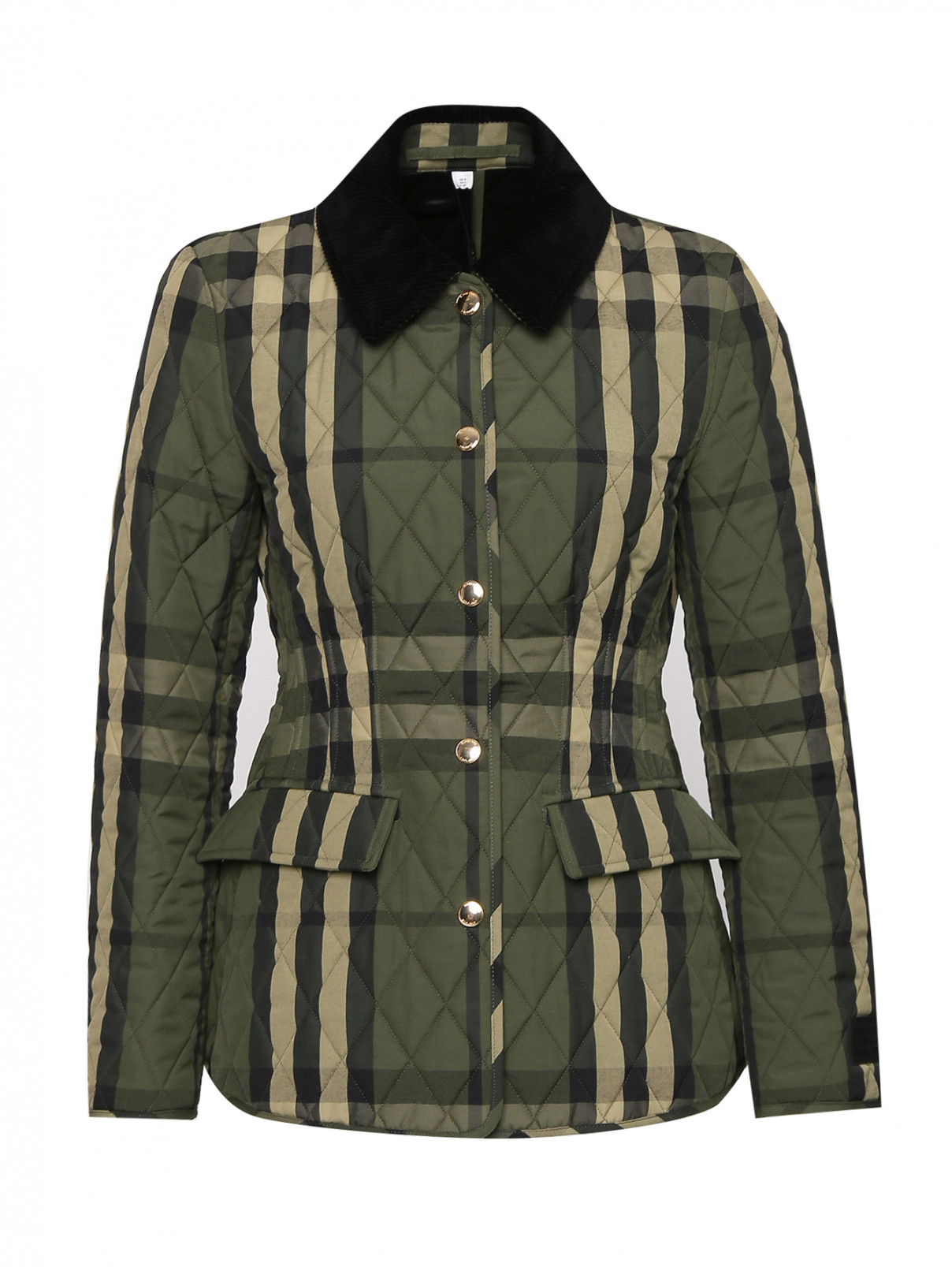 Стеганая куртка из смешанной шерсти на кнопках Burberry  –  Общий вид  – Цвет:  Зеленый