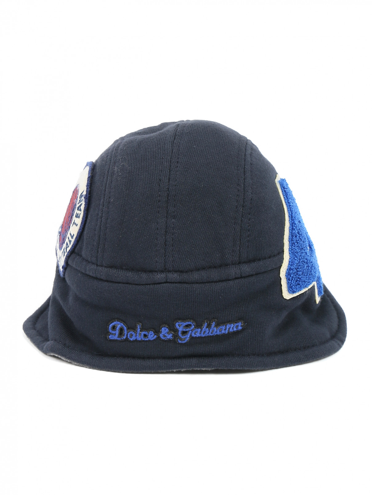 Бейсболка из хлопка с аппликацией Dolce & Gabbana  –  Обтравка2  – Цвет:  Синий