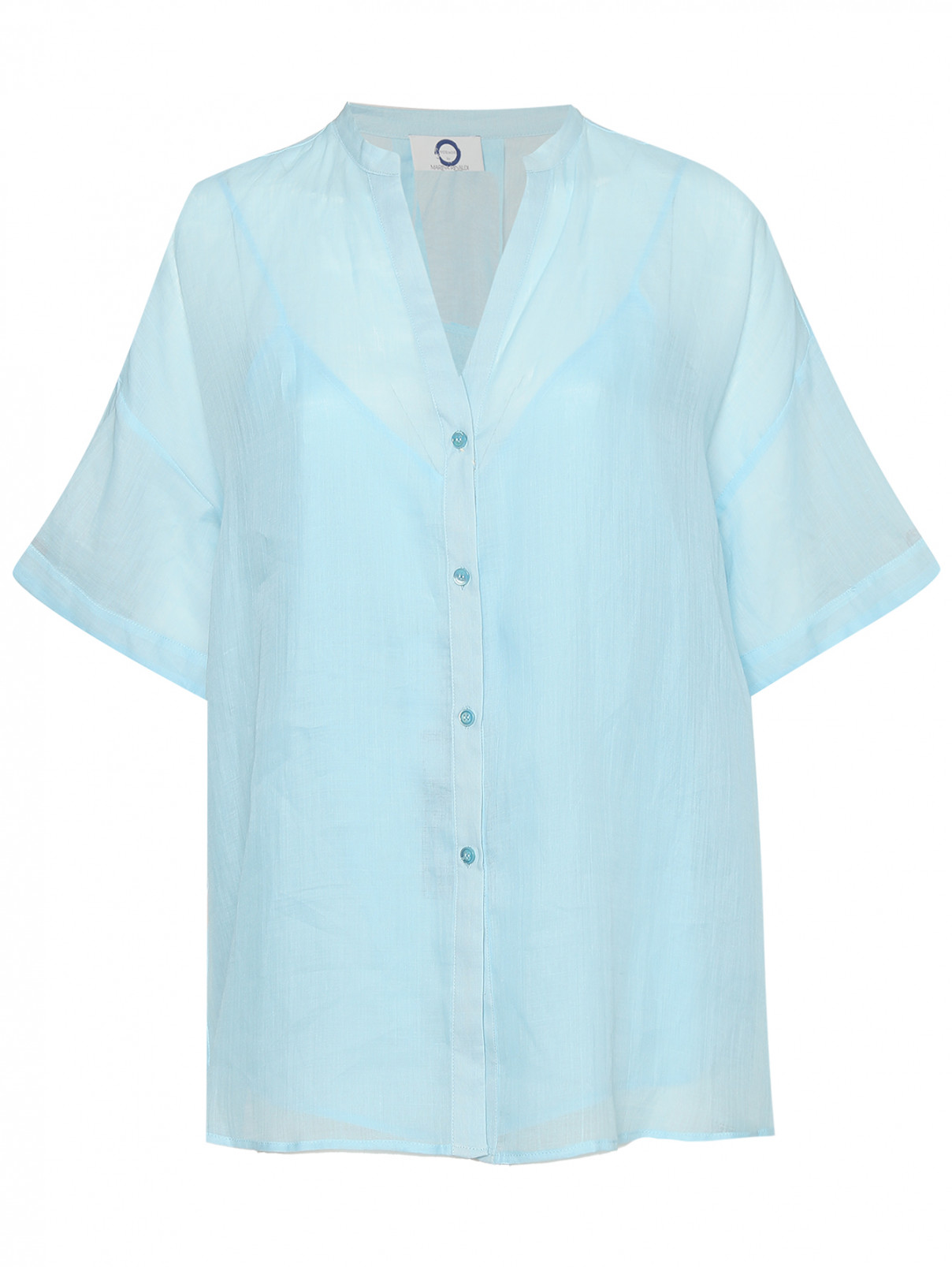 Блуза свободного кроя с короткими рукавами Marina Rinaldi  –  Общий вид  – Цвет:  Синий
