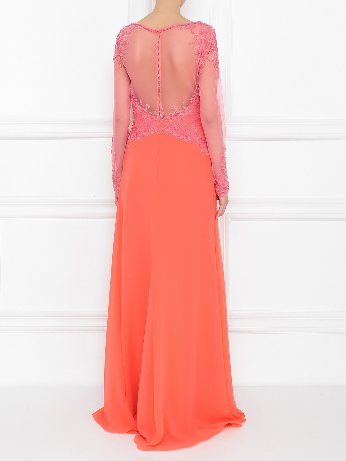 Платье-макси декорированное бисером и пайетками Rosa Clara  –  МодельВерхНиз1  – Цвет:  Оранжевый