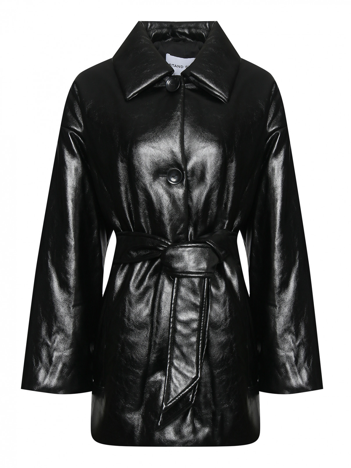 Куртка из эко-кожи на пуговицах Stand  –  Общий вид  – Цвет:  Черный