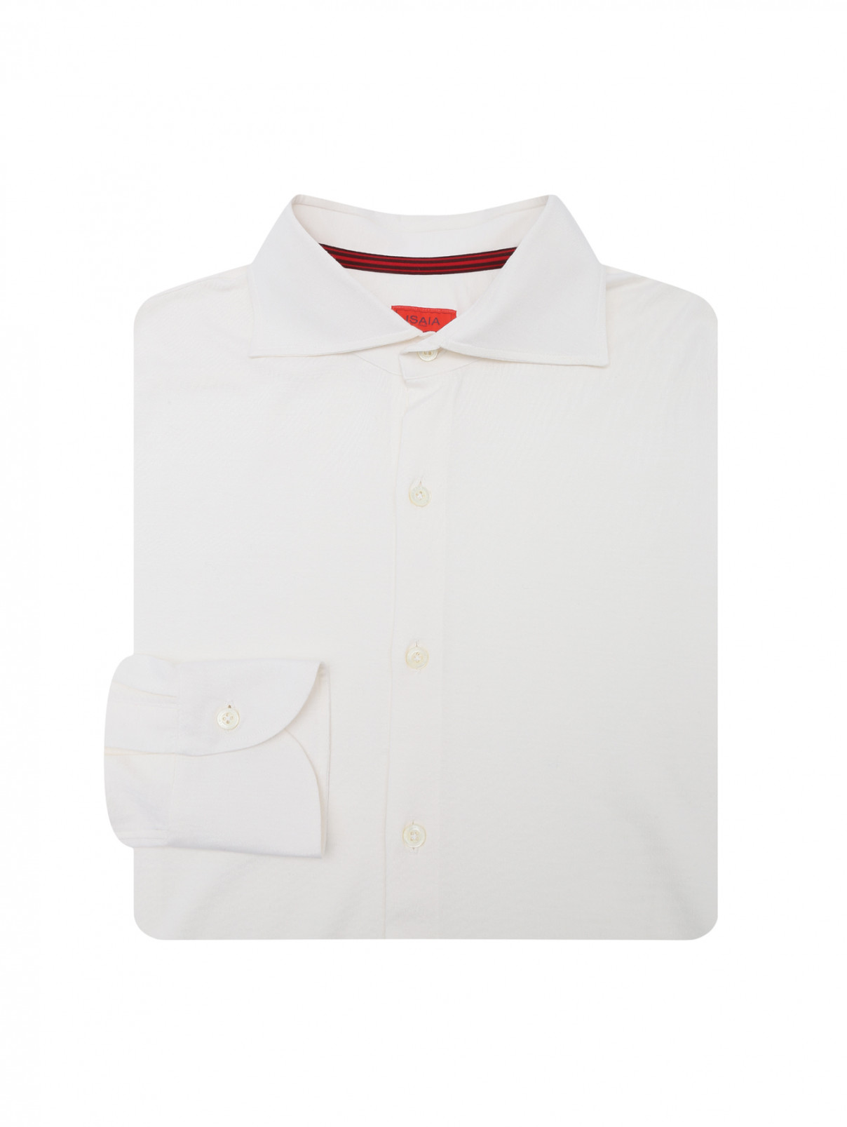 Рубашка из смеси шелка и хлопка Isaia  –  Общий вид  – Цвет:  Белый
